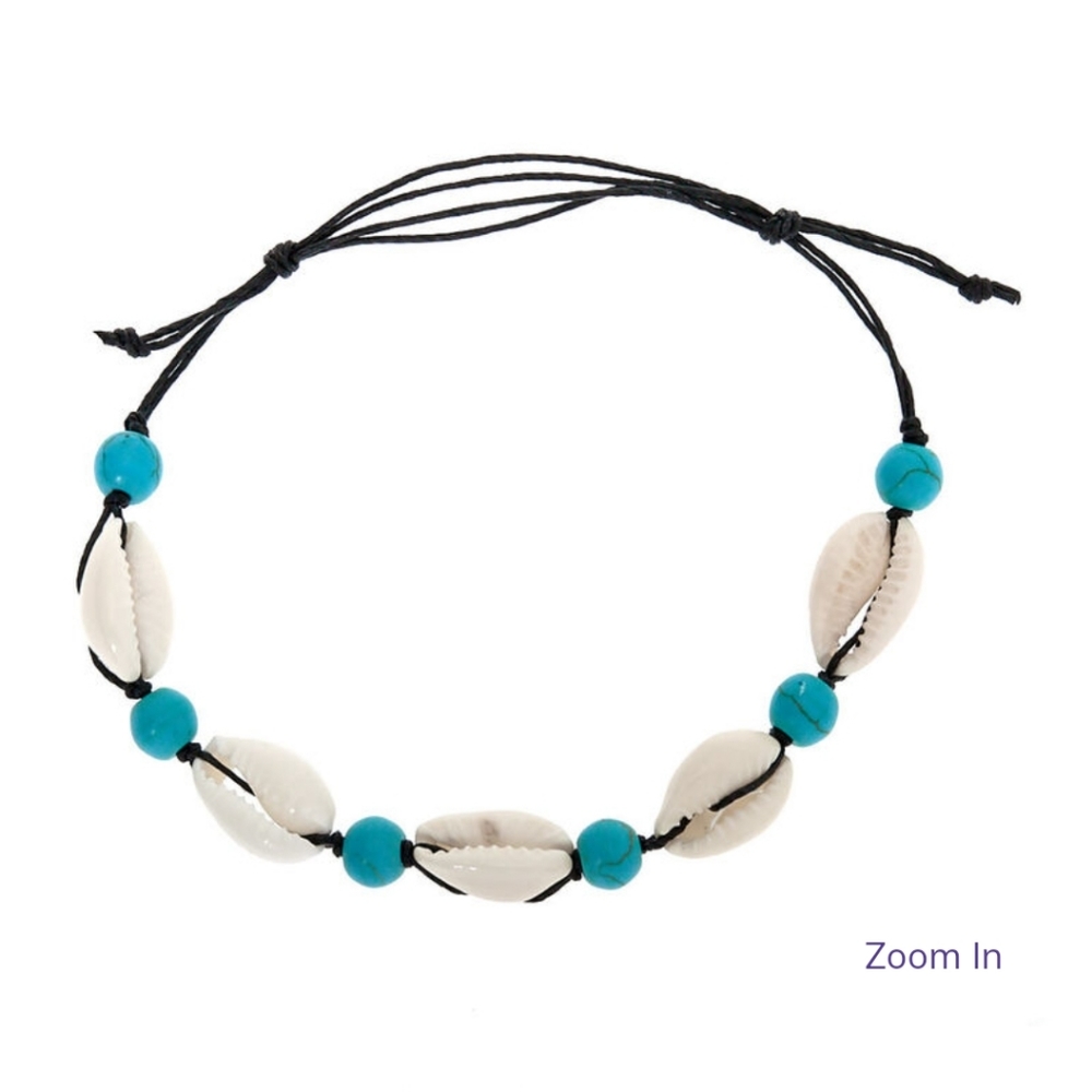 Cowrie Shells Turquoise Corded Anklet Bracelet BNWT 2024 RETIRED 1 LEFT!